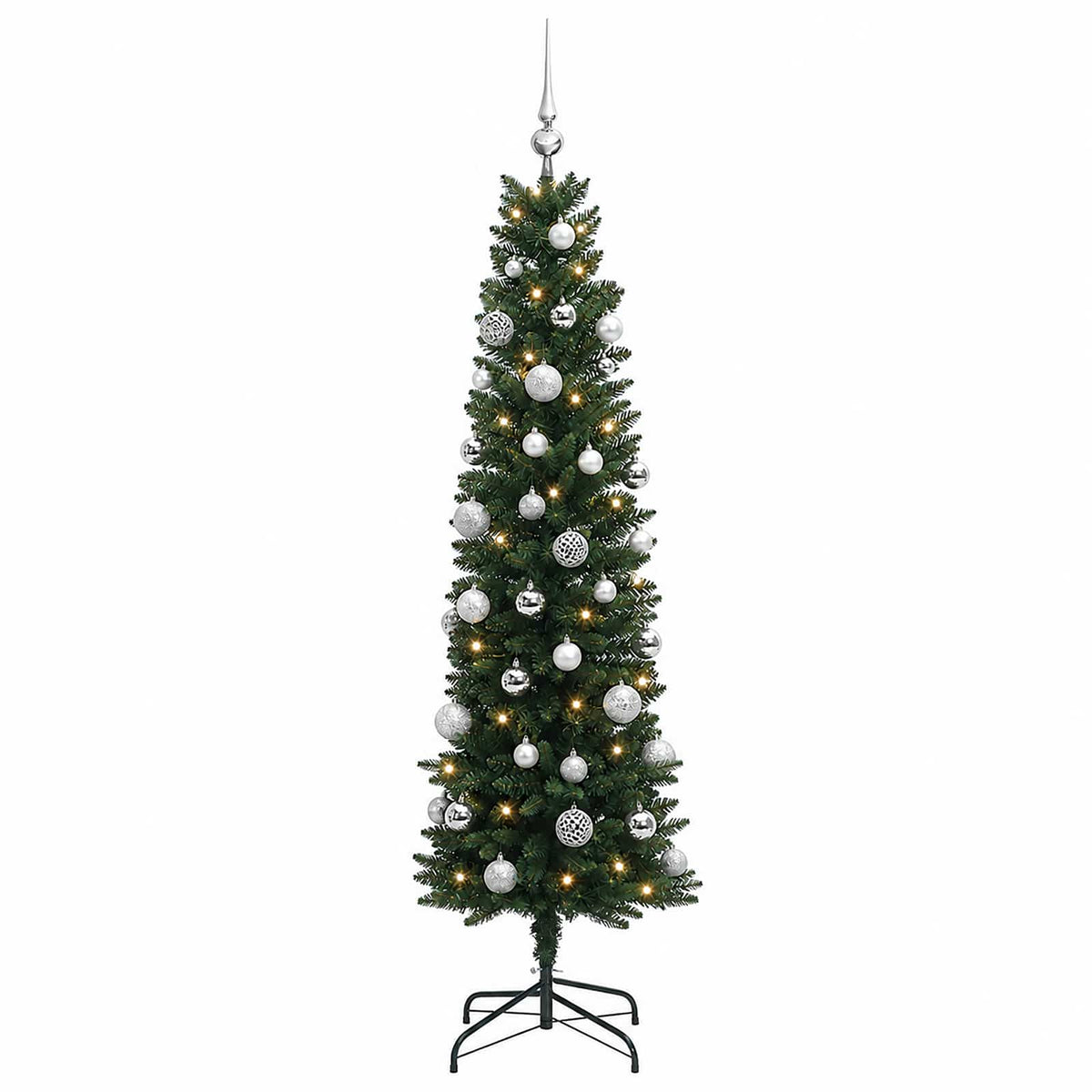 Dirbtinė siaura kalėdinė eglutė su žaisliuku 150 cm 150 LED