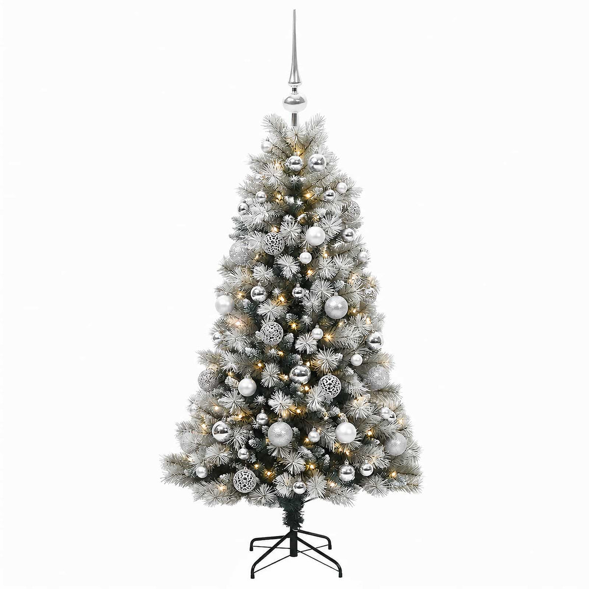 Dirbtinė eglutė su lankstomomis šakomis ir bumbulais 120 cm