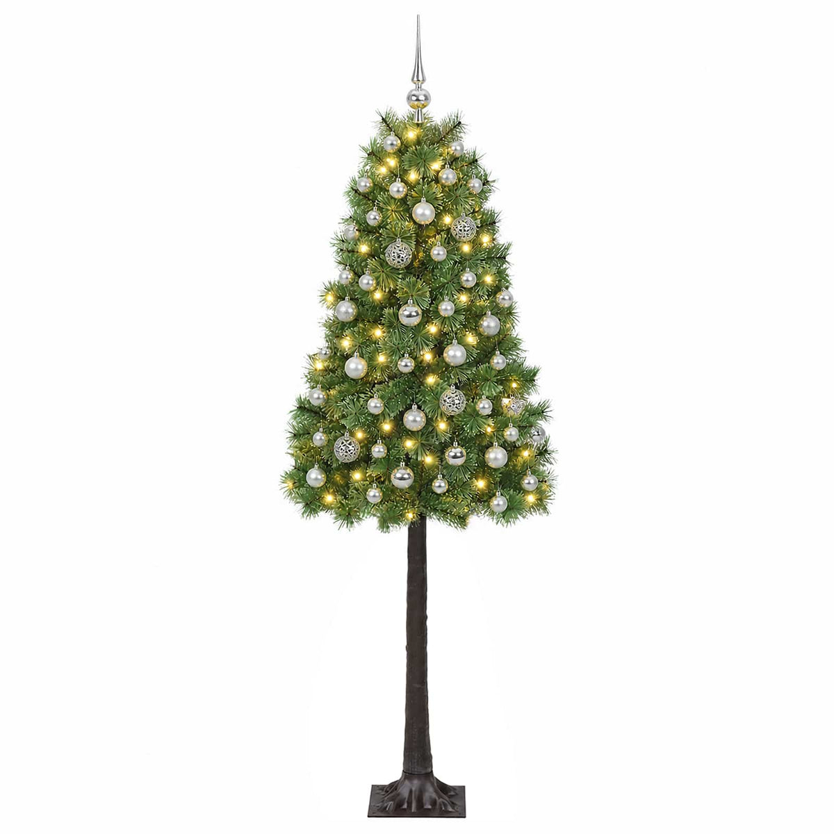 Dirbtinė eglutė su lankstomomis šakomis ir bumbulais 150 cm