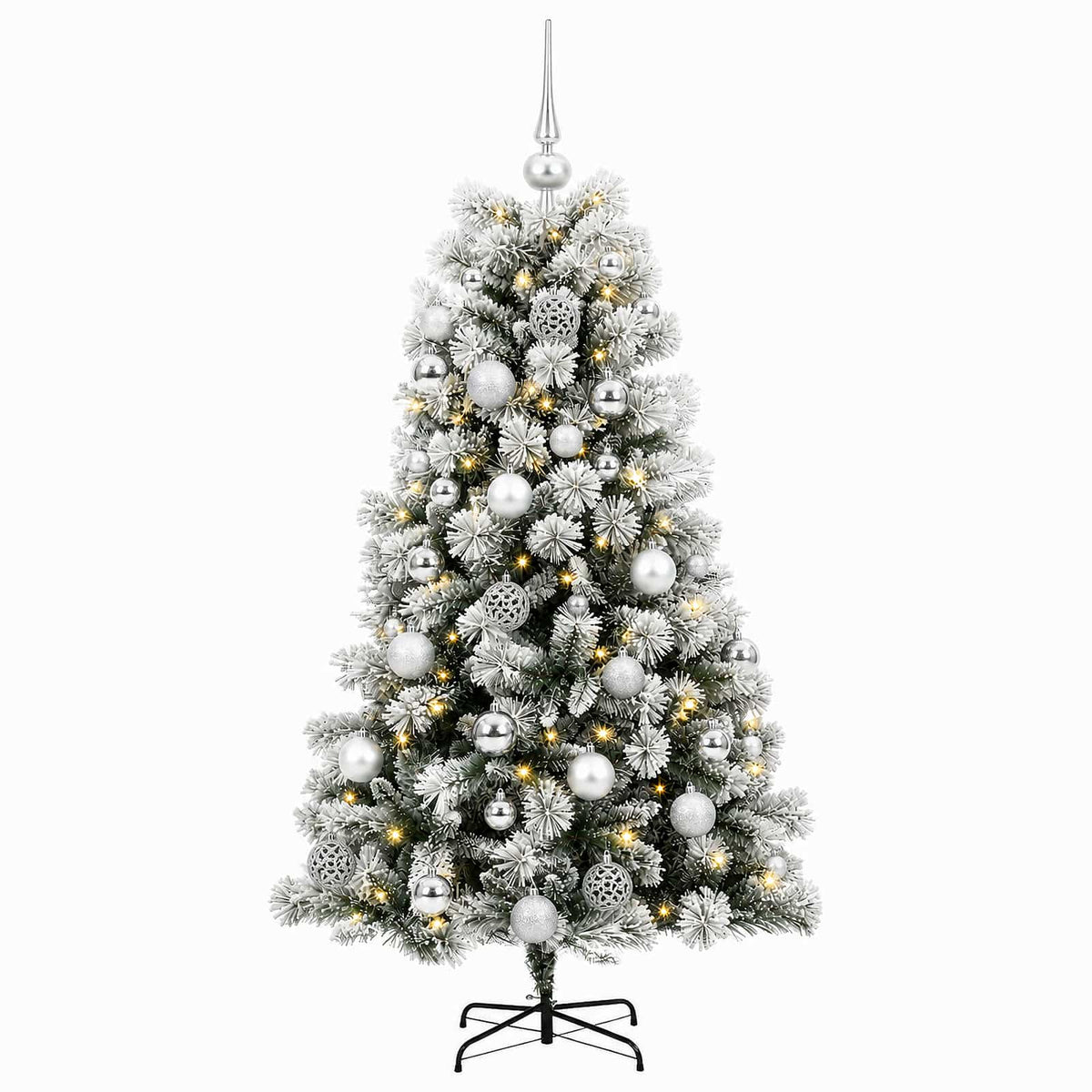 Dirbtinė eglutė su lankstomomis šakomis ir bumbulais 150 cm