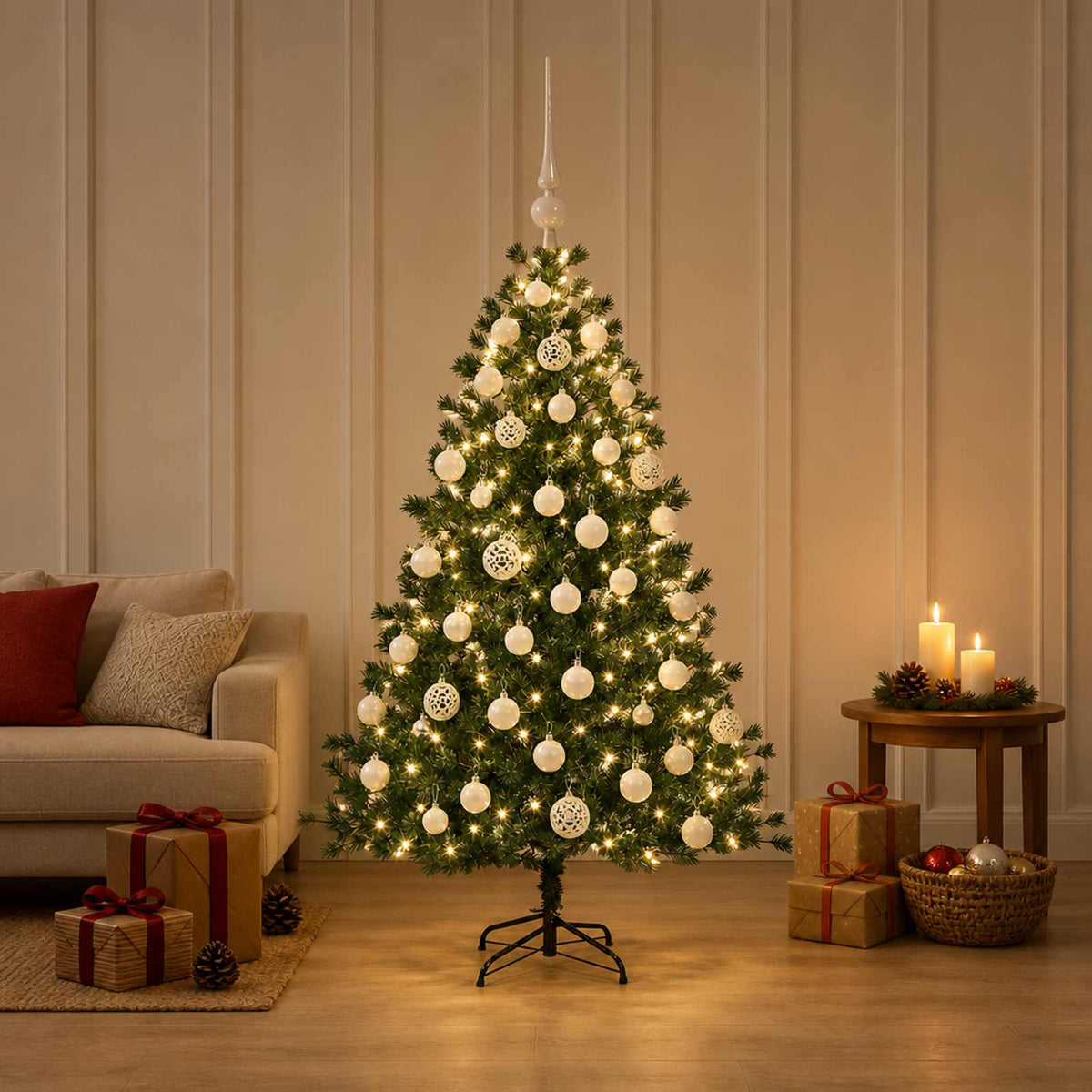Dirbtinė kalėdinė eglutė su rutuliuku 120 cm 150 LED