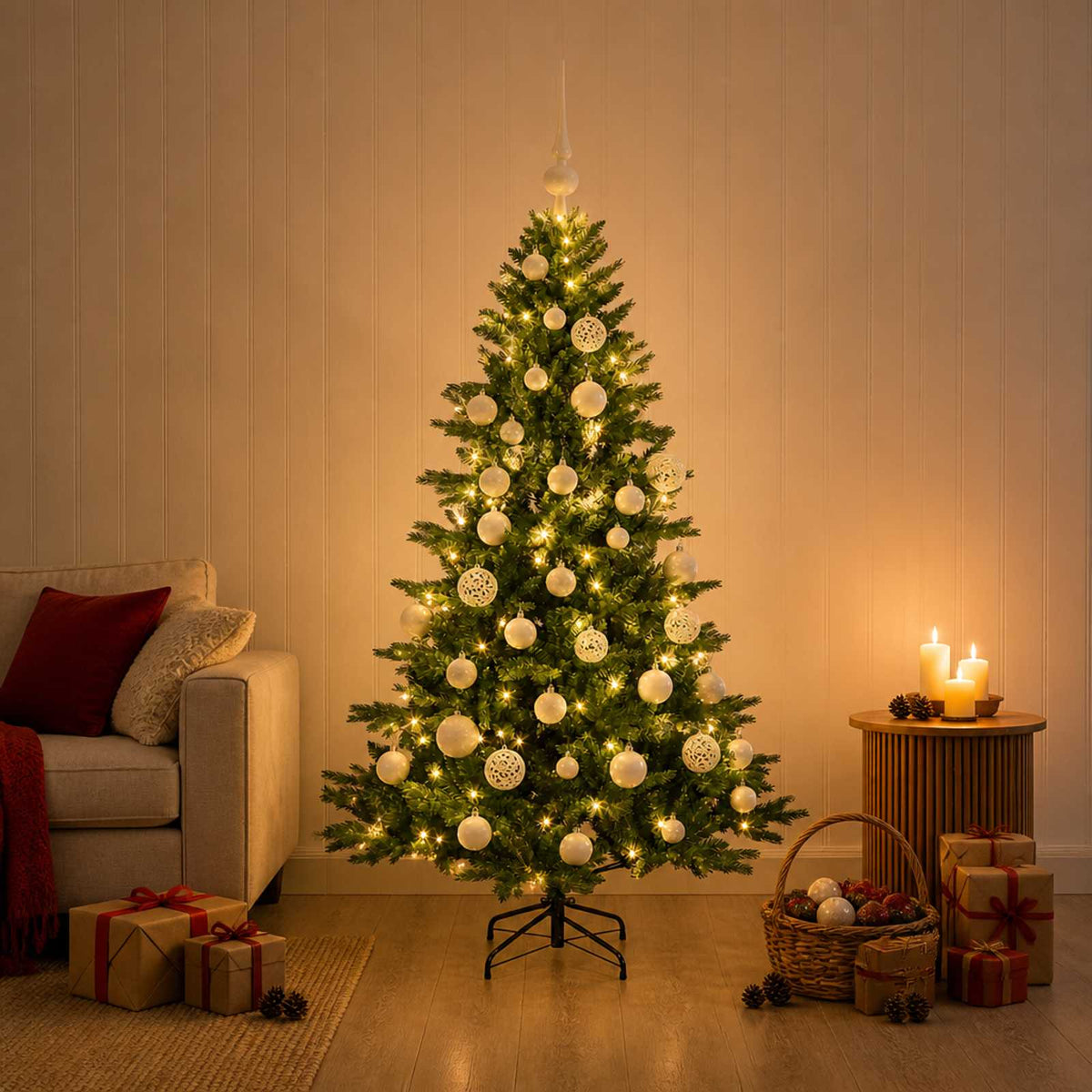 Dirbtinė kalėdinė eglutė su rutuliuku 150 cm 150 LED