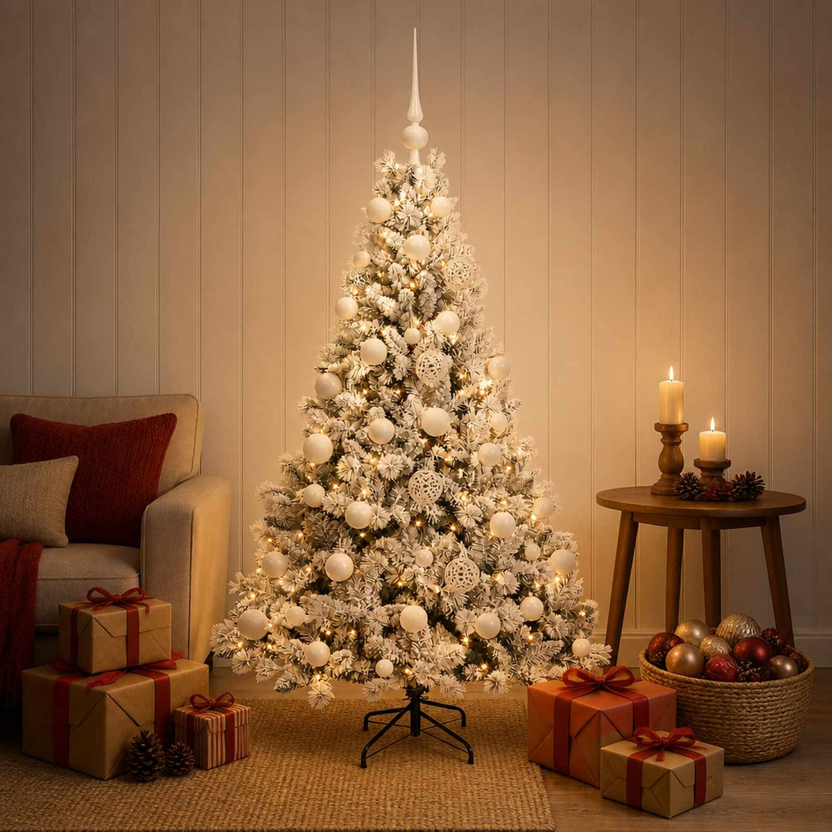 Dirbtinė Kalėdų eglutė su burbulais 120 cm 150 LED Šilta balta