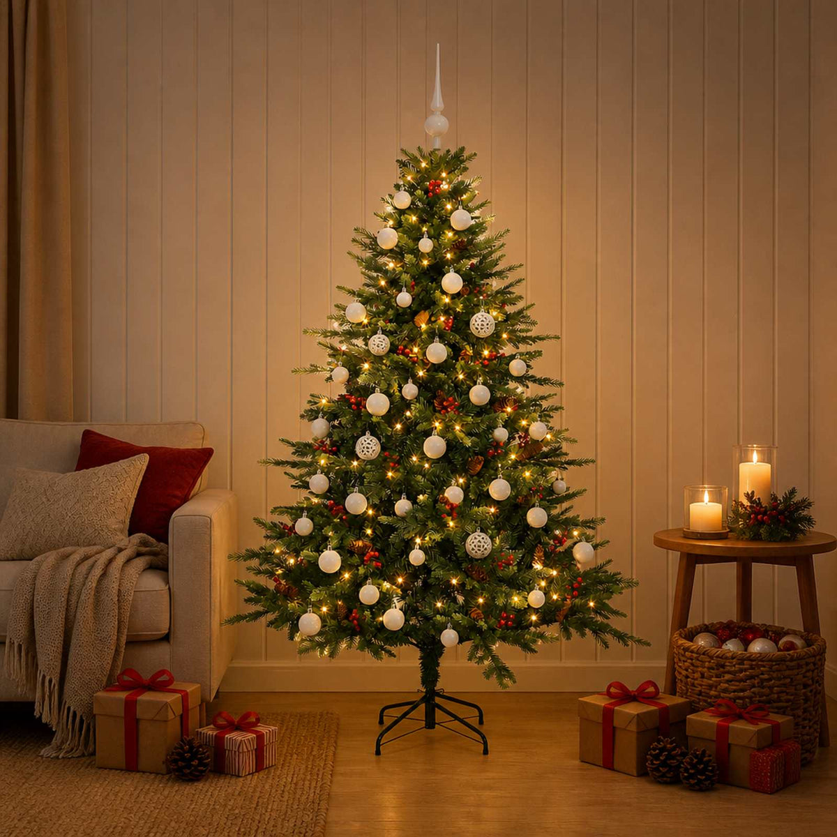 Dirbtinė kalėdinė eglutė su rutuliuku 120 cm 150 LED