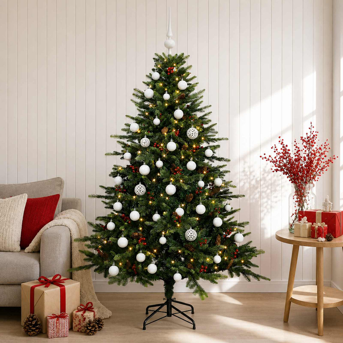 Dirbtinė kalėdinė eglutė su rutuliuku 120 cm 150 LED
