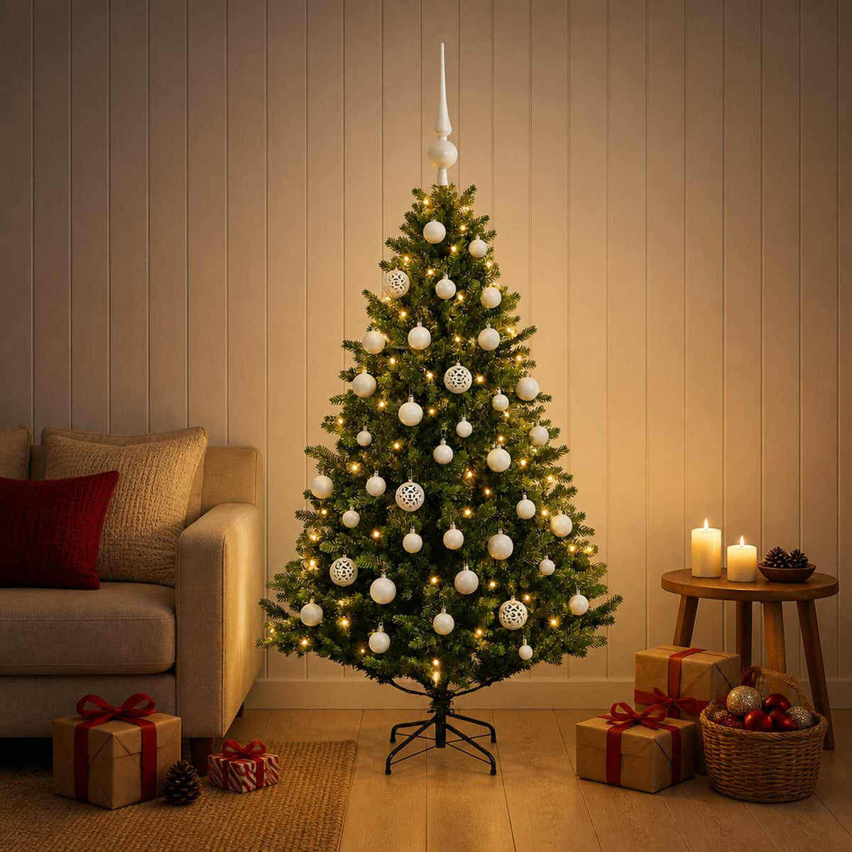 Dirbtinė Kalėdų eglutė su burbulais 150 cm 150 LED Šilta balta