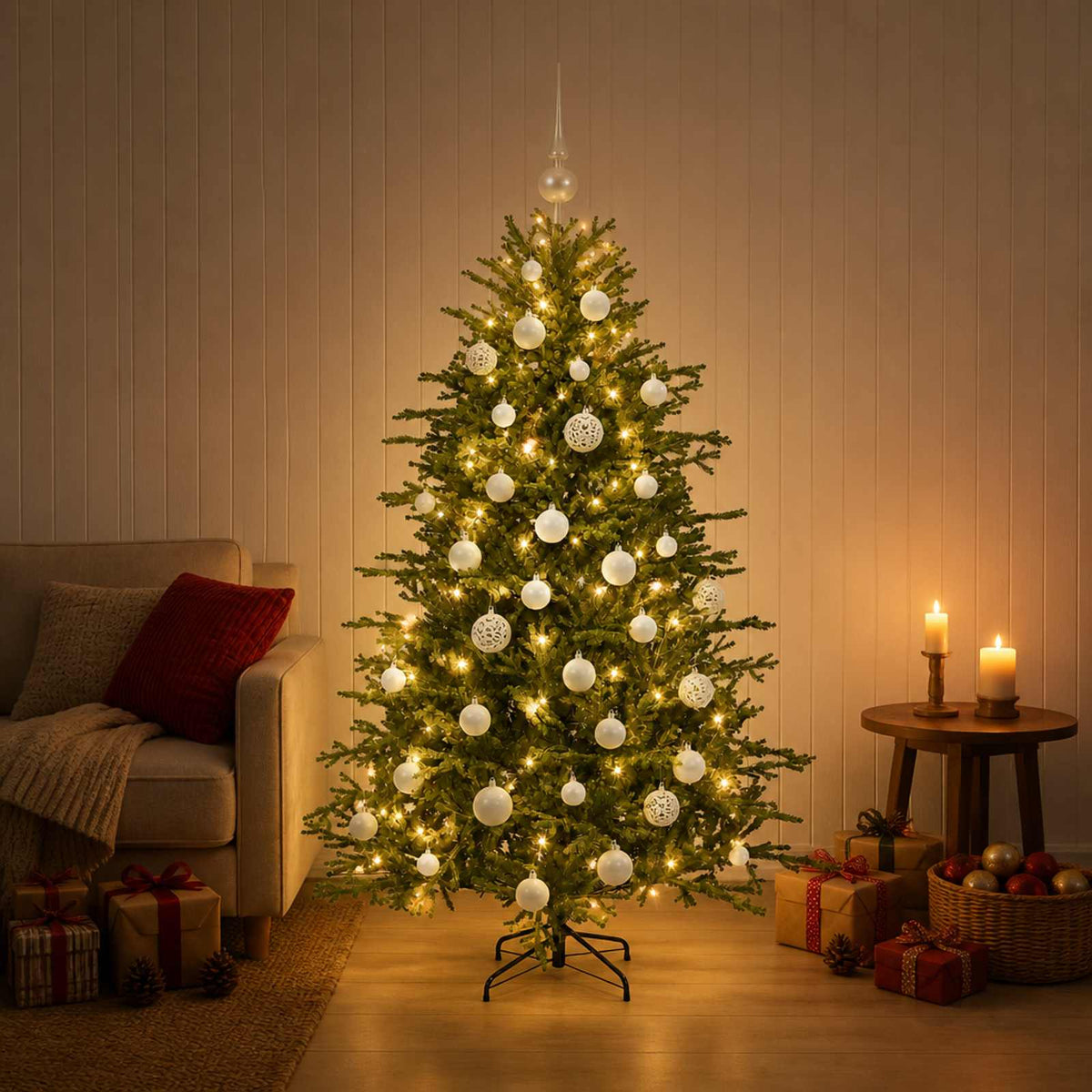Dirbtinė kalėdinė eglutė su rutuliuku 120 cm 150 LED