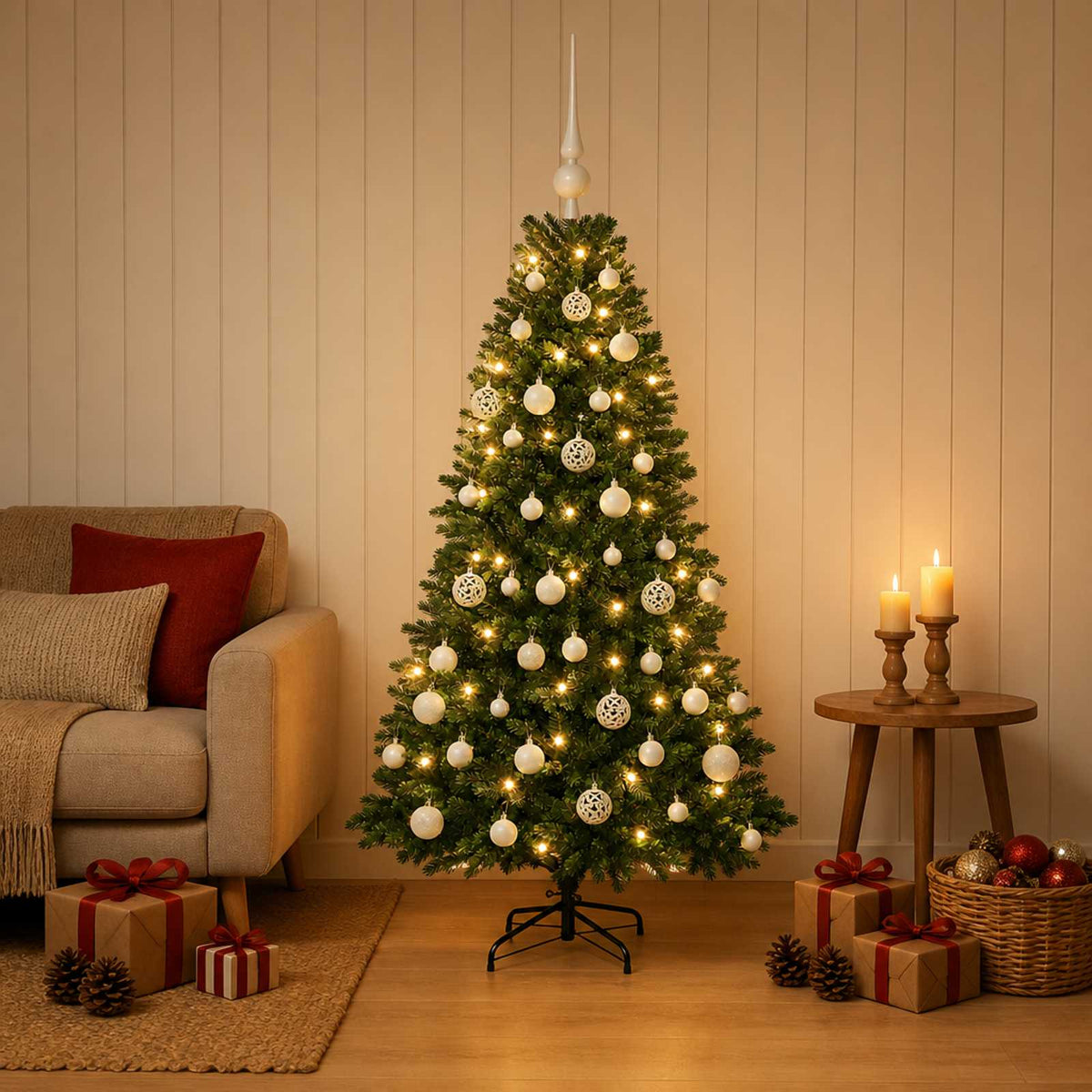 Dirbtinė Kalėdų eglutė su burbulais 120 cm 150 LED Šilta balta