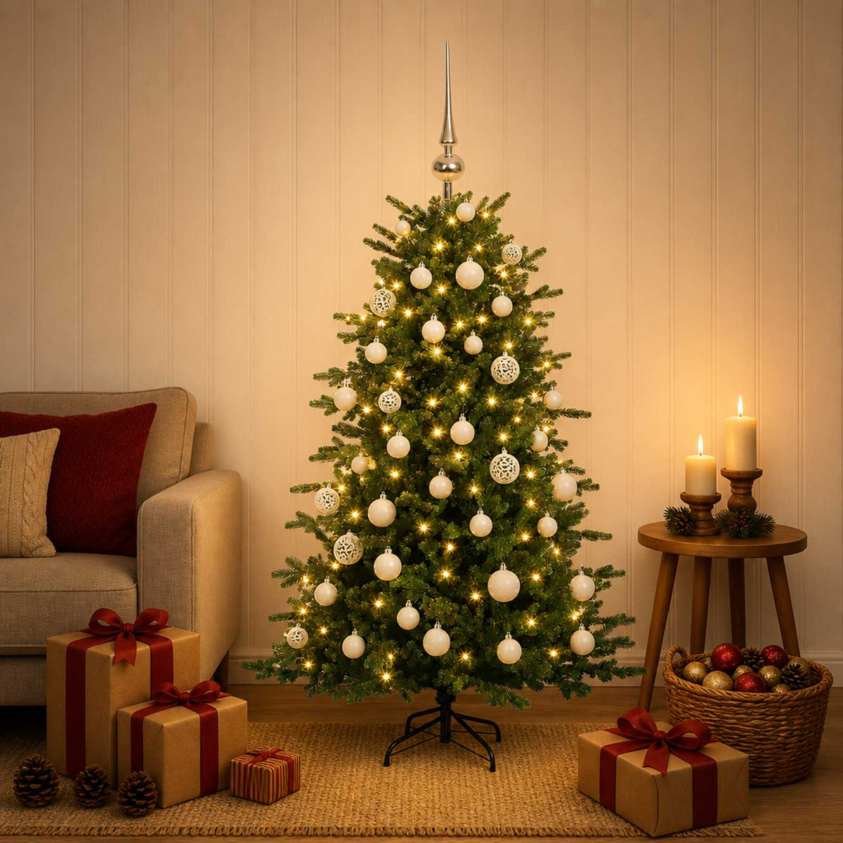 Dirbtinė kalėdinė eglutė su rutuliuku 150 cm 150 LED