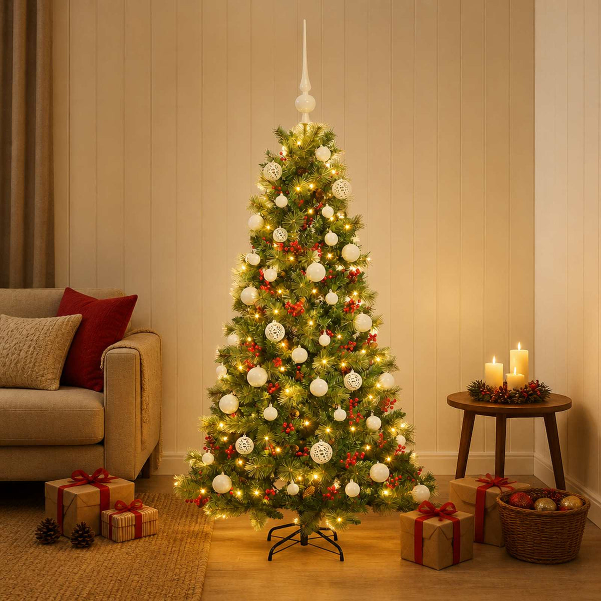 Dirbtinė kalėdinė eglutė su rutuliuku 150 cm 150 LED