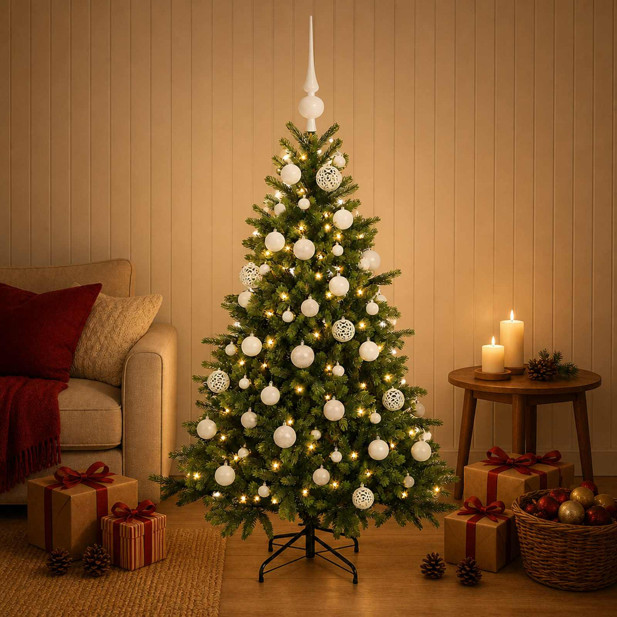 Dirbtinė kalėdinė eglutė su rutuliuku 120 cm 150 LED