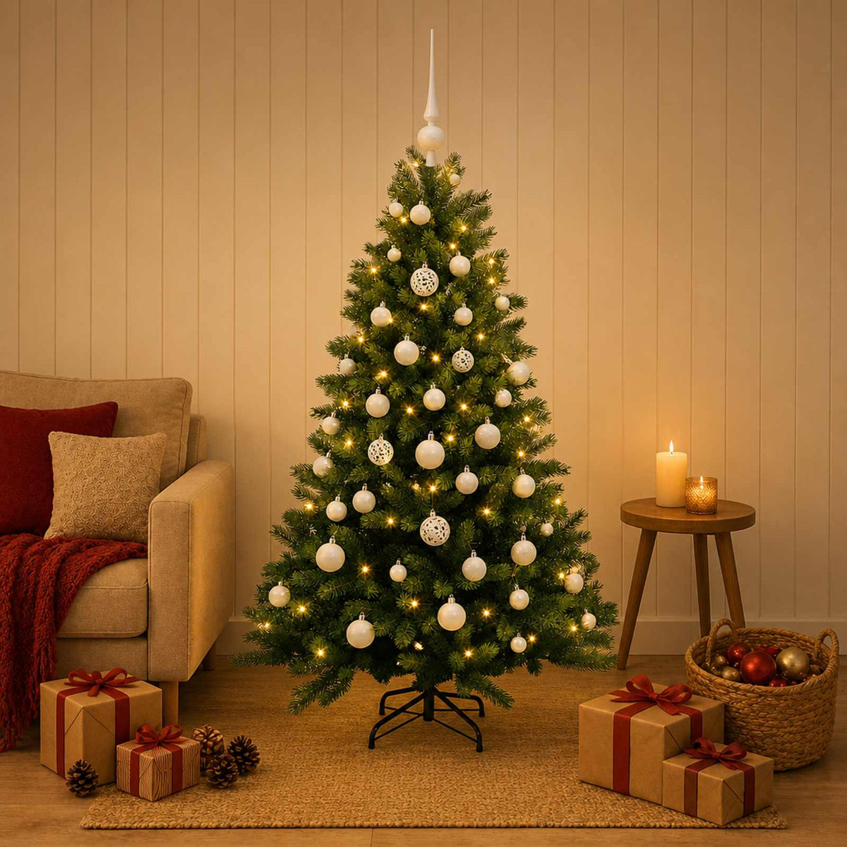 Dirbtinė Kalėdų eglutė su burbulais 120 cm 150 LED Šilta balta