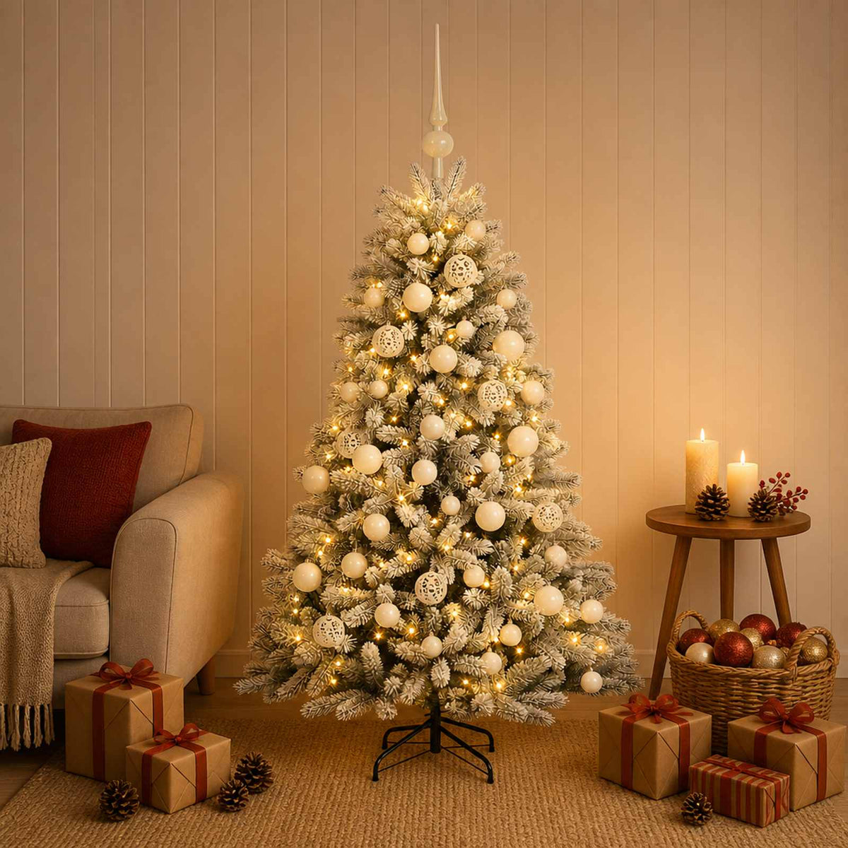 Dirbtinė Kalėdų eglutė su burbulais 150 cm 150 LED Šilta balta