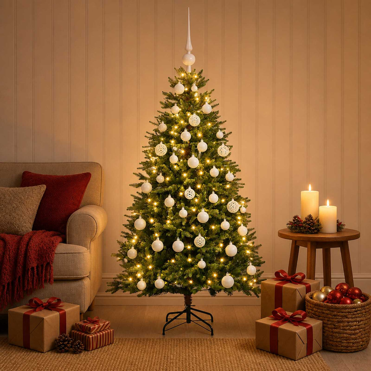 Dirbtinė Kalėdų eglutė su burbulais 120 cm 150 LED Šilta balta