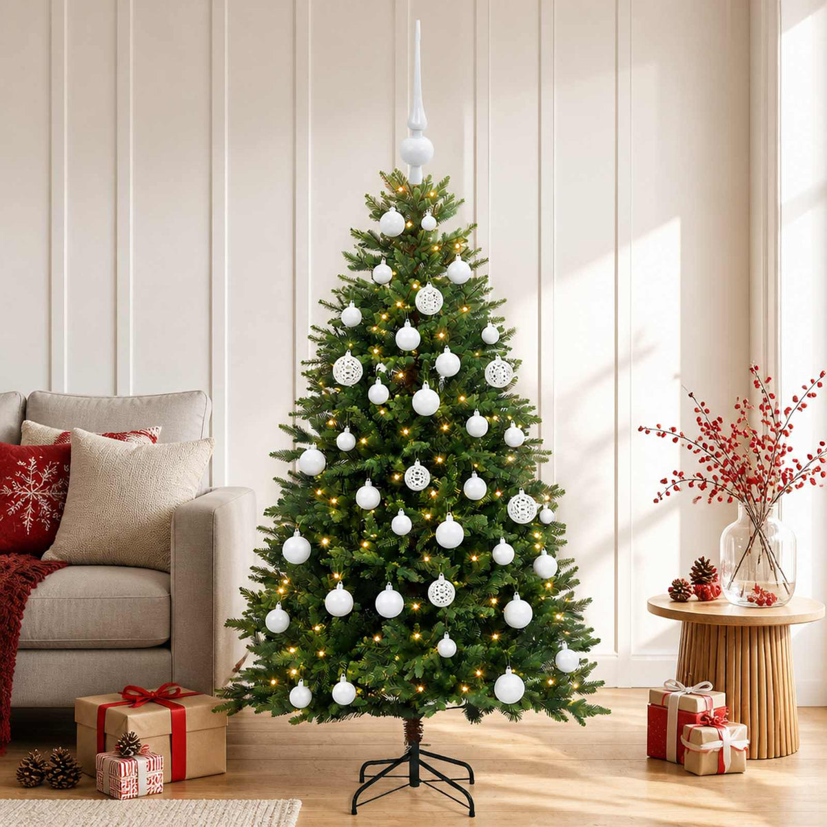 Dirbtinė Kalėdų eglutė su burbulais 120 cm 150 LED Šilta balta