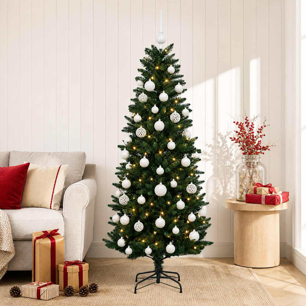 Dirbtinė Kalėdų eglutė su burbulais 120 cm 150 LED Šilta balta