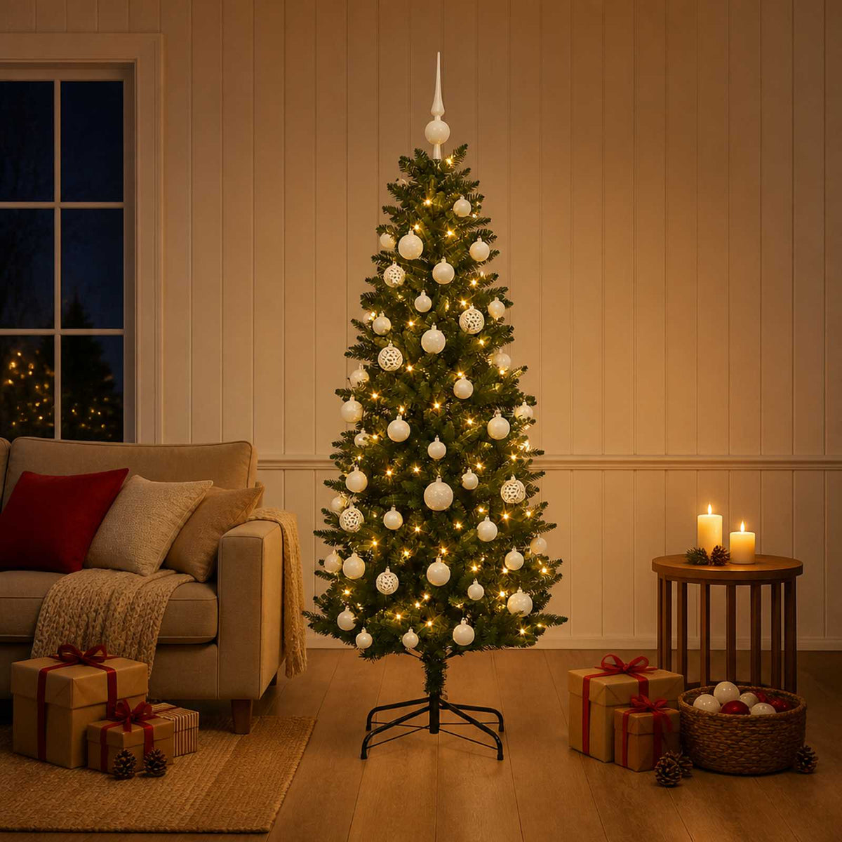 Dirbtinė Kalėdų eglutė su burbulais 120 cm 150 LED Šilta balta