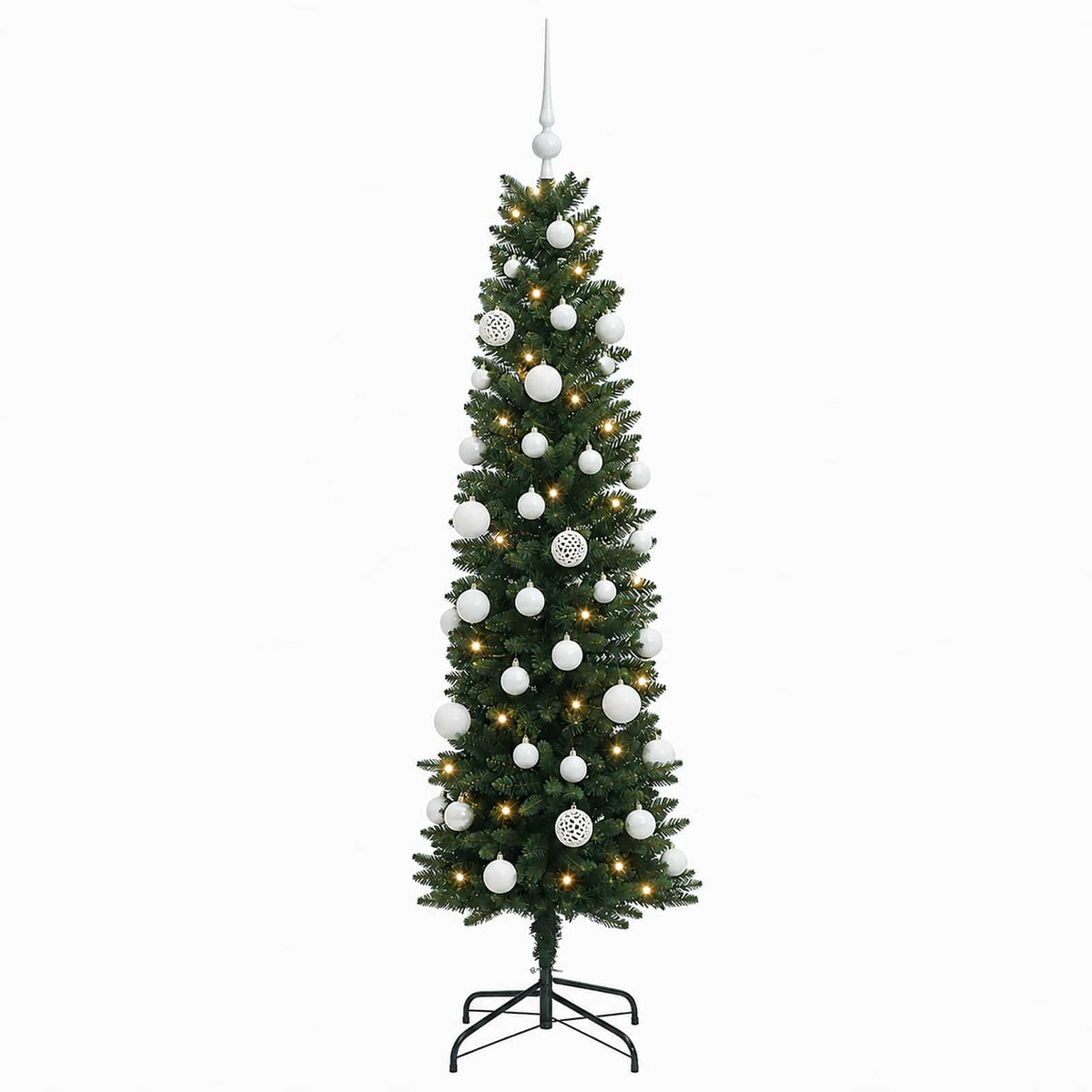 Dirbtinė siaura kalėdinė eglutė su žaisliuku 150 cm 150 LED
