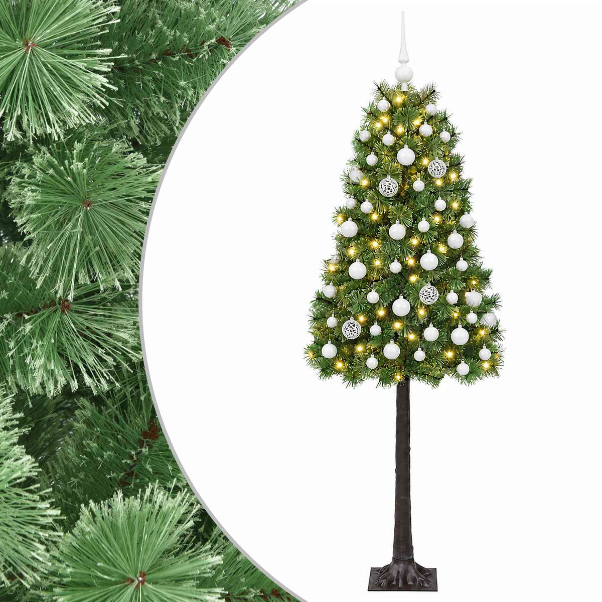 Dirbtinė eglutė su lankstomomis šakomis ir bumbulais 120 cm