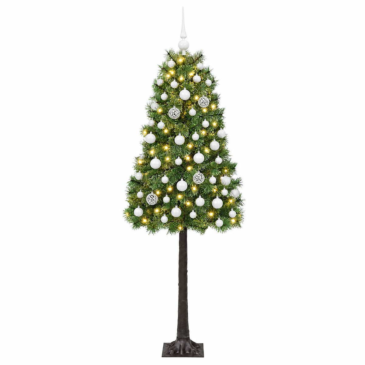 Dirbtinė eglutė su lankstomomis šakomis ir bumbulais 150 cm