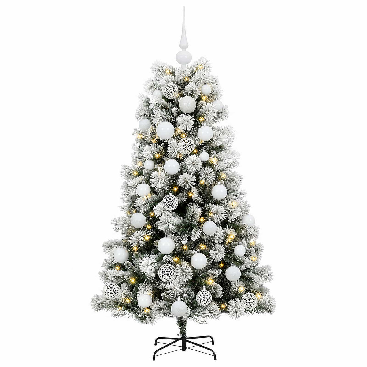 Dirbtinė eglutė su lankstomomis šakomis ir bumbulais 150 cm