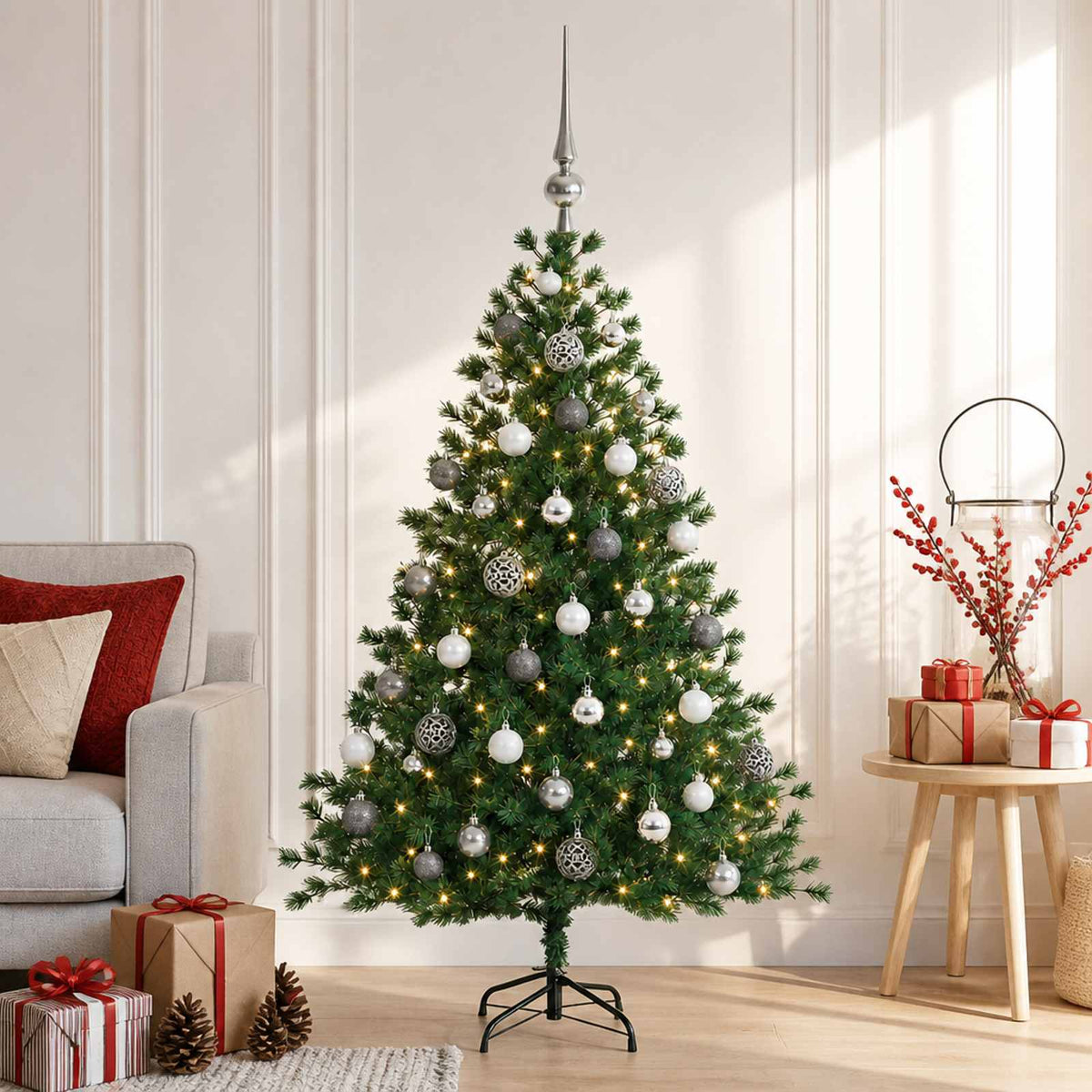 Dirbtinė kalėdinė eglutė su rutuliuku 120 cm 150 LED