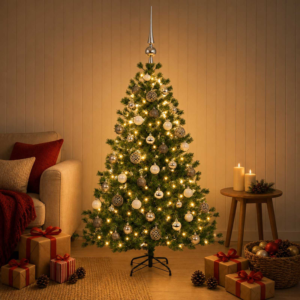 Dirbtinė kalėdinė eglutė su rutuliuku 120 cm 150 LED