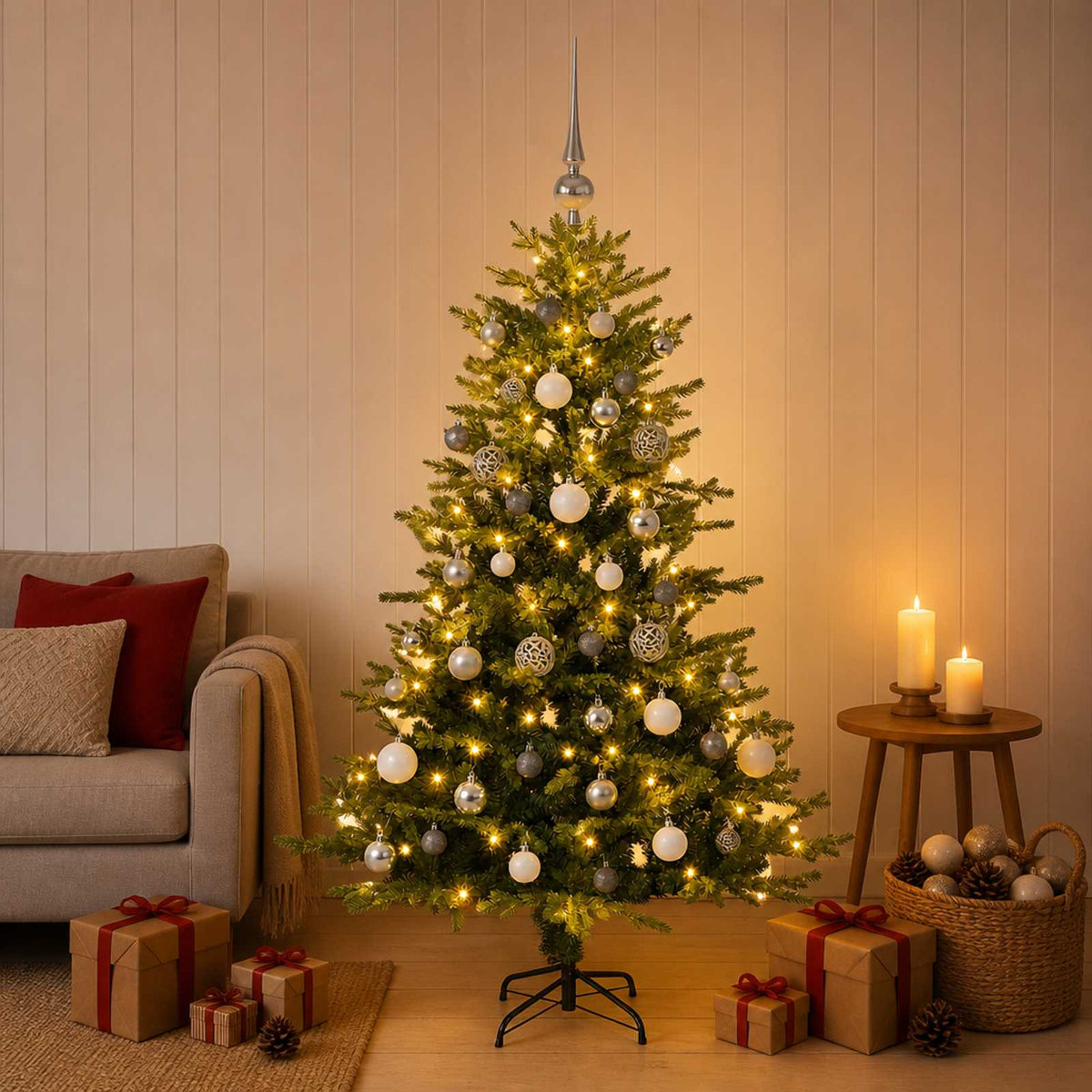 Dirbtinė Kalėdų eglutė su burbulais 120 cm 150 LED Šilta balta