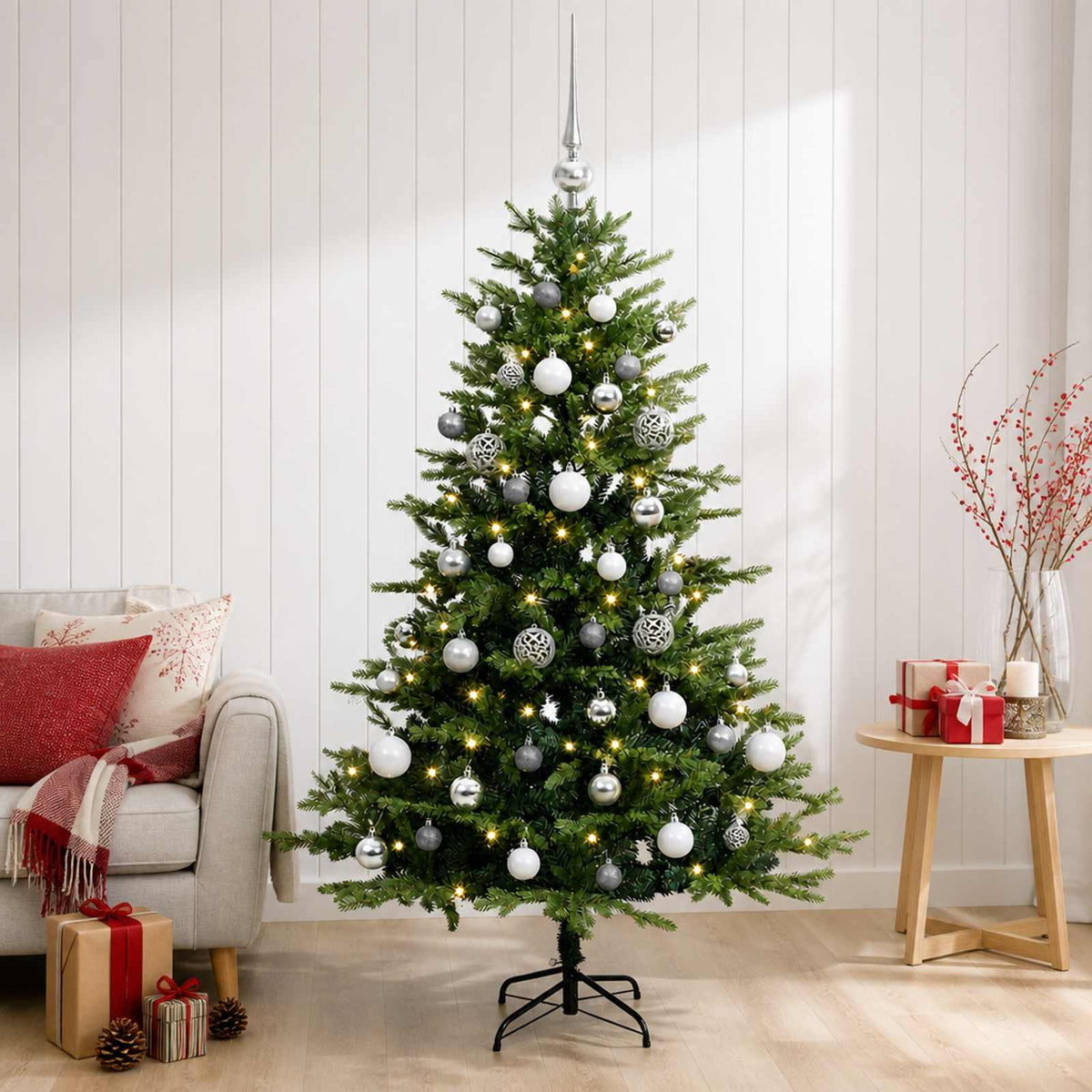 Dirbtinė Kalėdų eglutė su burbulais 120 cm 150 LED Šilta balta