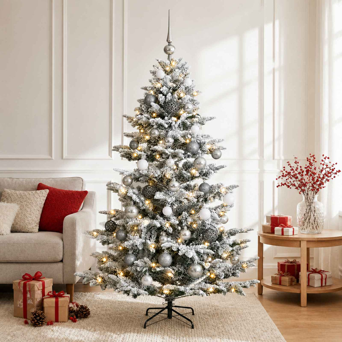 Dirbtinė kalėdinė eglutė su rutuliuku 120 cm 150 LED