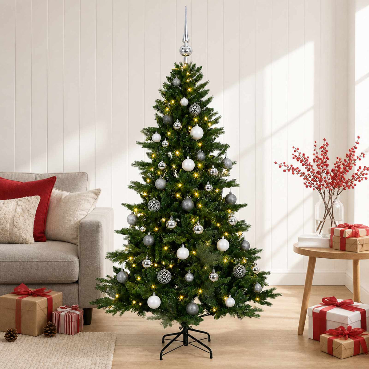 Dirbtinė kalėdinė eglutė su rutuliuku 150 cm 150 LED