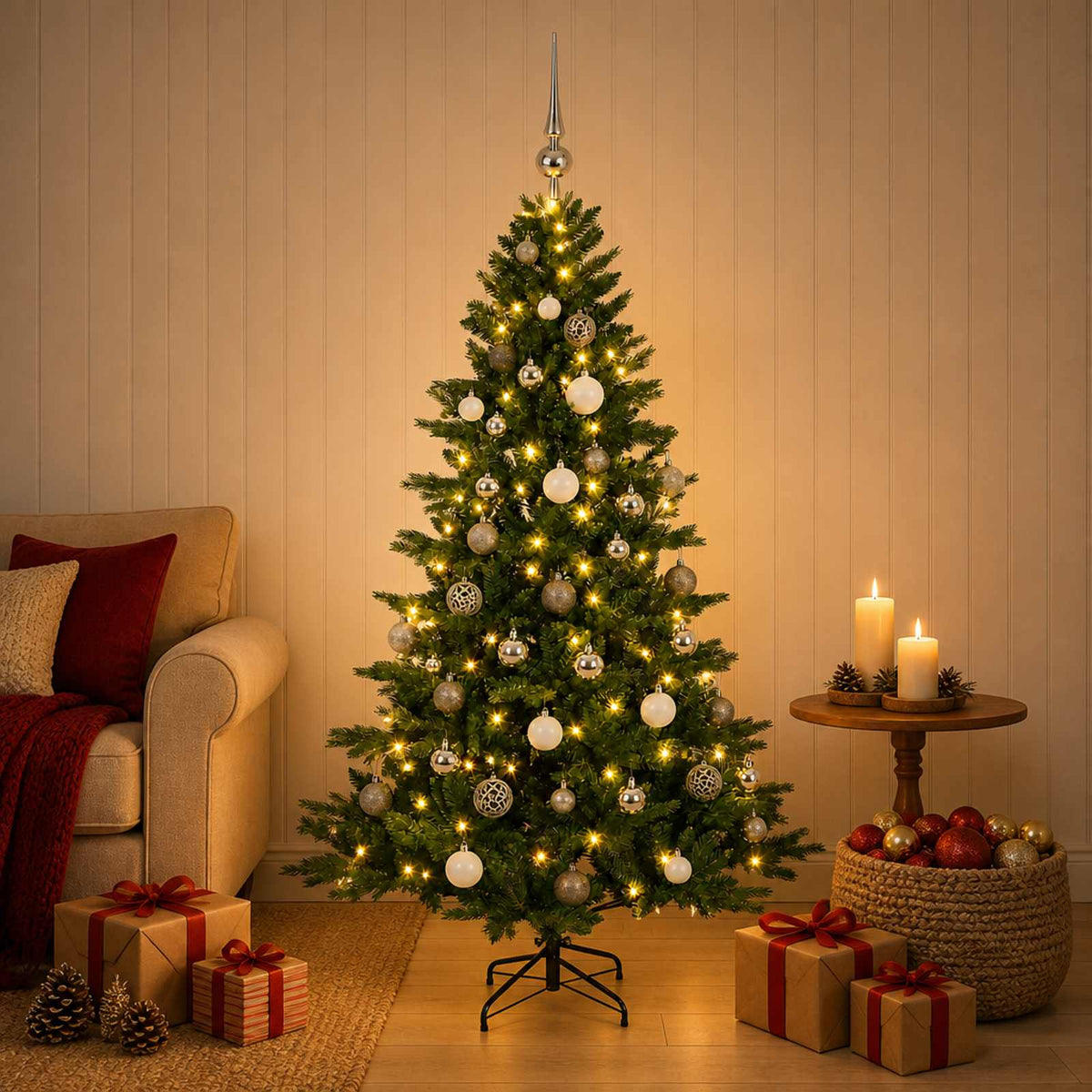 Dirbtinė kalėdinė eglutė su rutuliuku 150 cm 150 LED