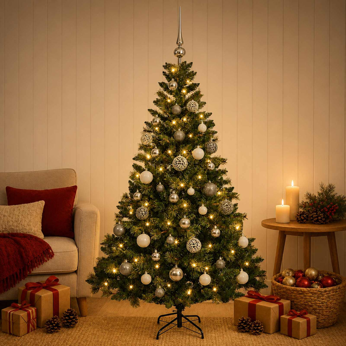 Dirbtinė Kalėdų eglutė su burbulais 150 cm 150 LED Šilta balta