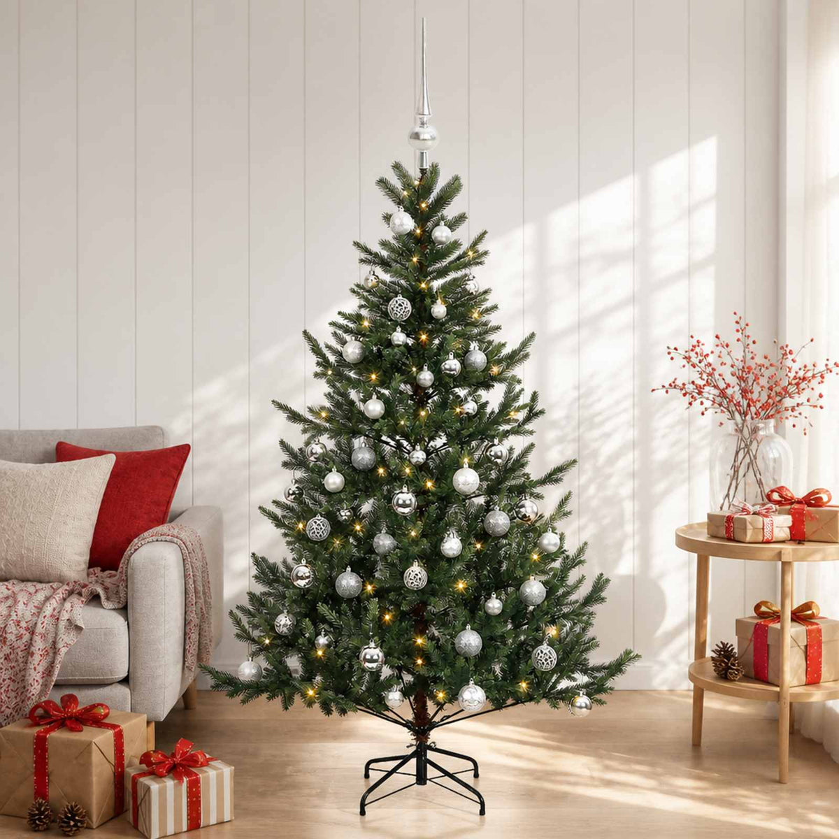 Dirbtinė kalėdinė eglutė su rutuliuku 120 cm 150 LED