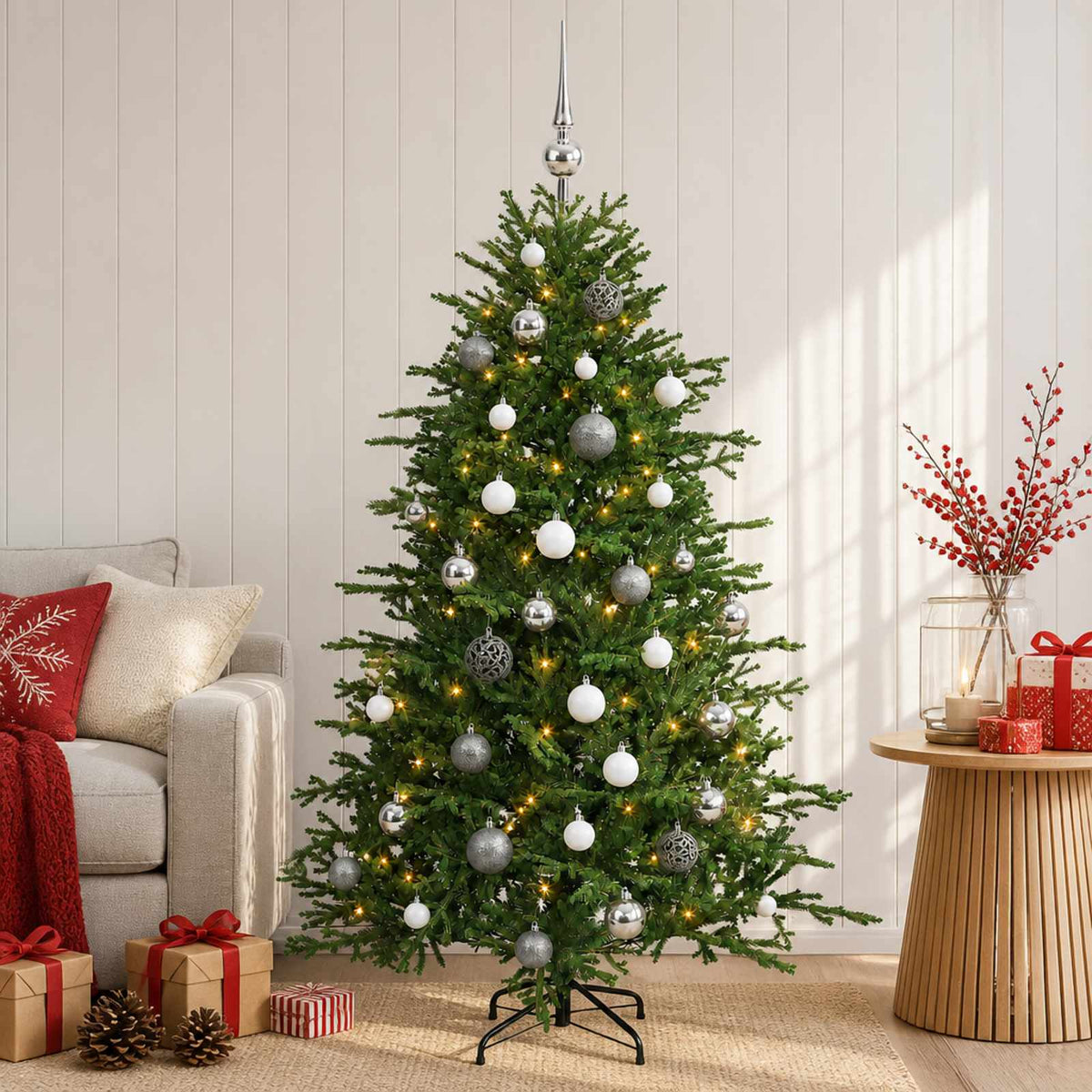 Dirbtinė kalėdinė eglutė su rutuliuku 120 cm 150 LED
