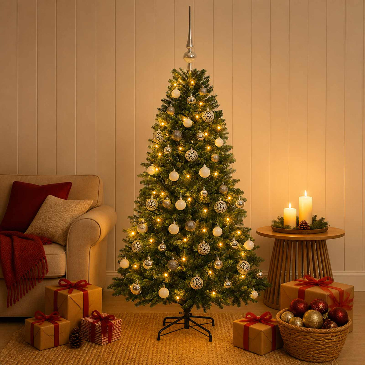 Dirbtinė Kalėdų eglutė su burbulais 150 cm 150 LED Šilta balta