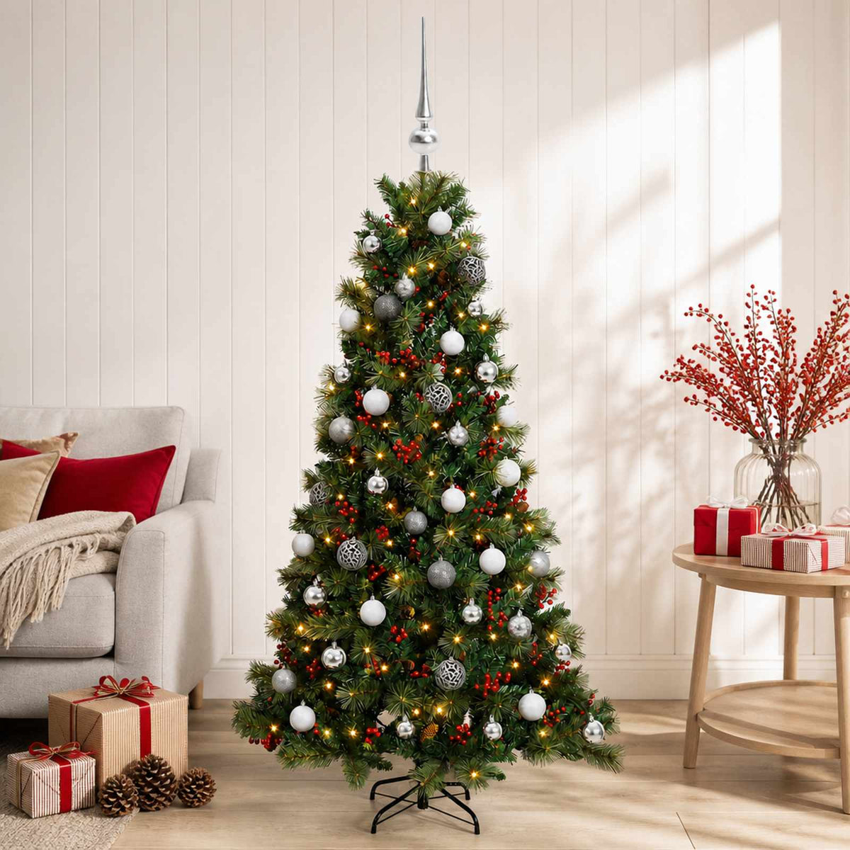Dirbtinė kalėdinė eglutė su rutuliuku 150 cm 150 LED