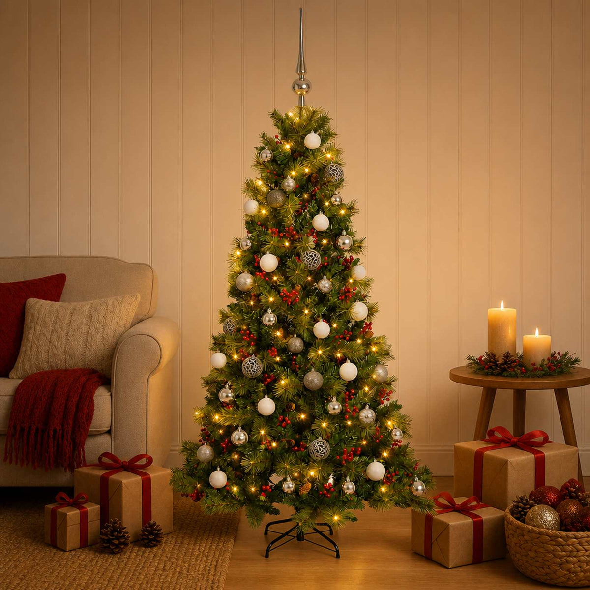Dirbtinė kalėdinė eglutė su rutuliuku 150 cm 150 LED