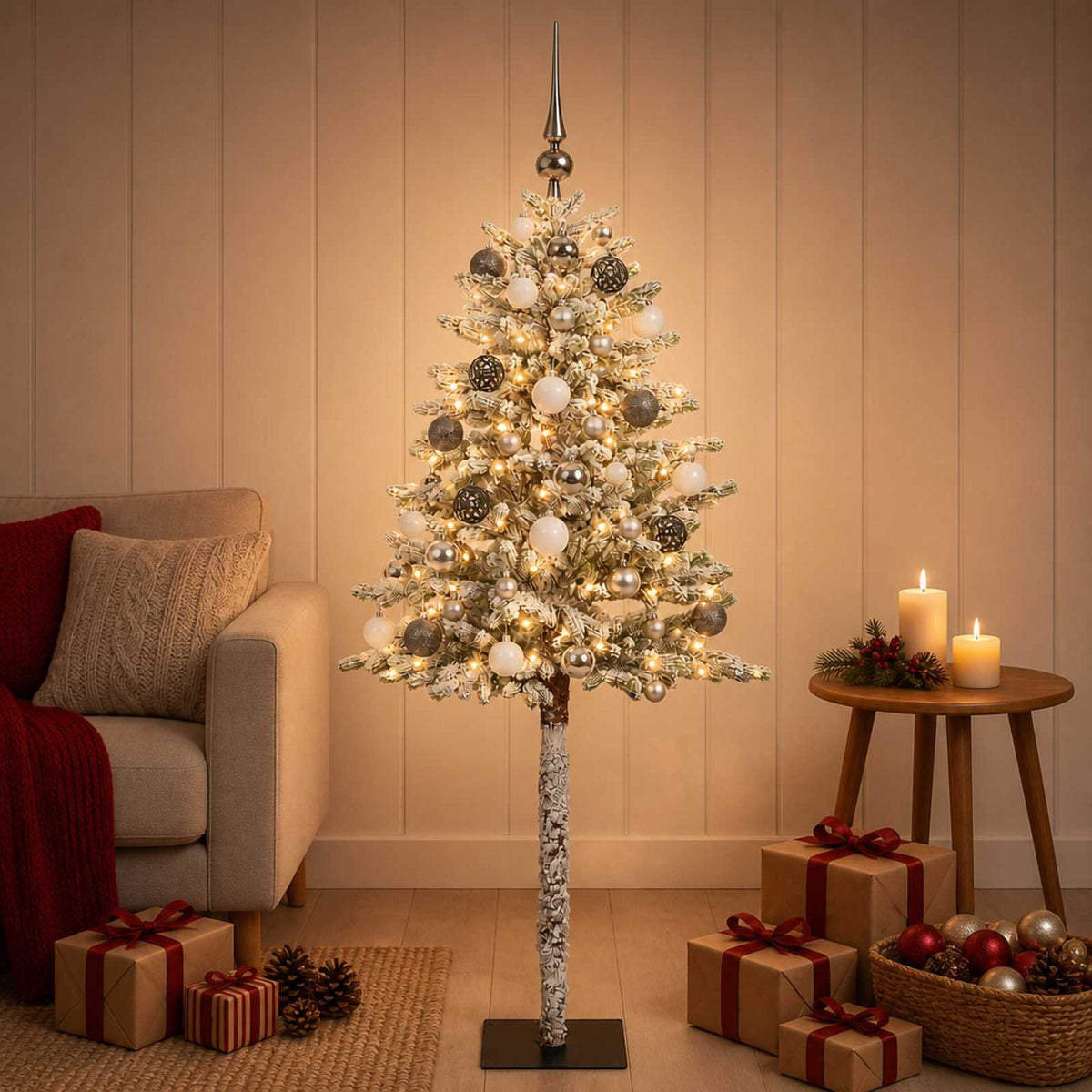 Dirbtinė Kalėdų eglutė su burbulais 180 cm 300 LED Šilta balta