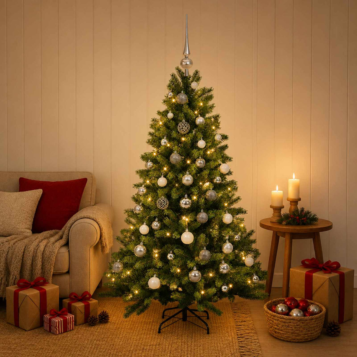 Dirbtinė Kalėdų eglutė su burbulais 120 cm 150 LED Šilta balta