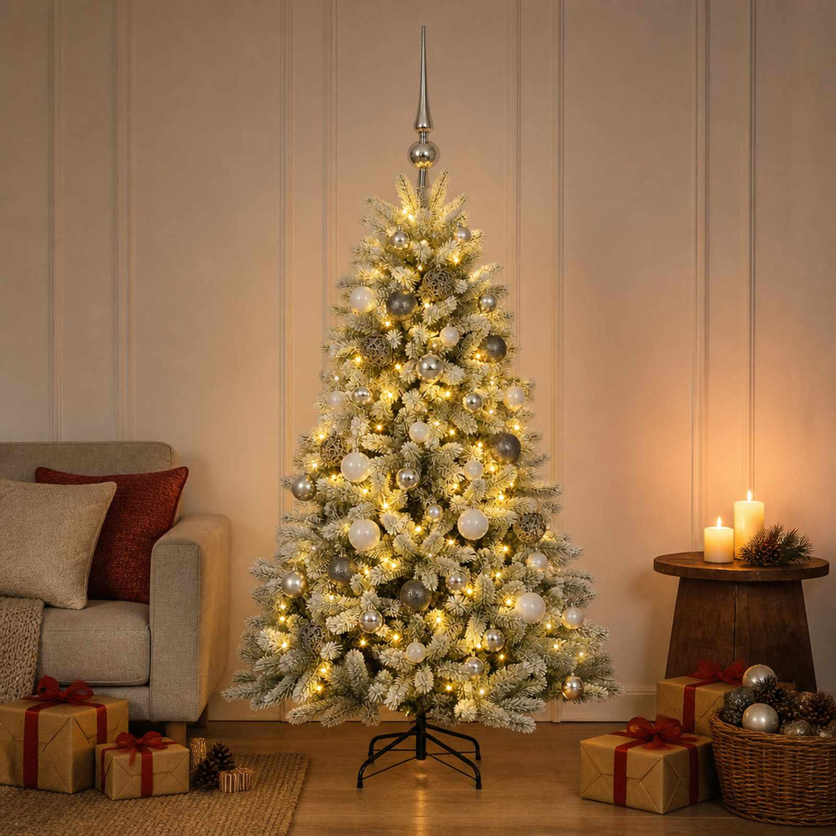 Dirbtinė Kalėdų eglutė su burbulais 150 cm 150 LED Šilta balta