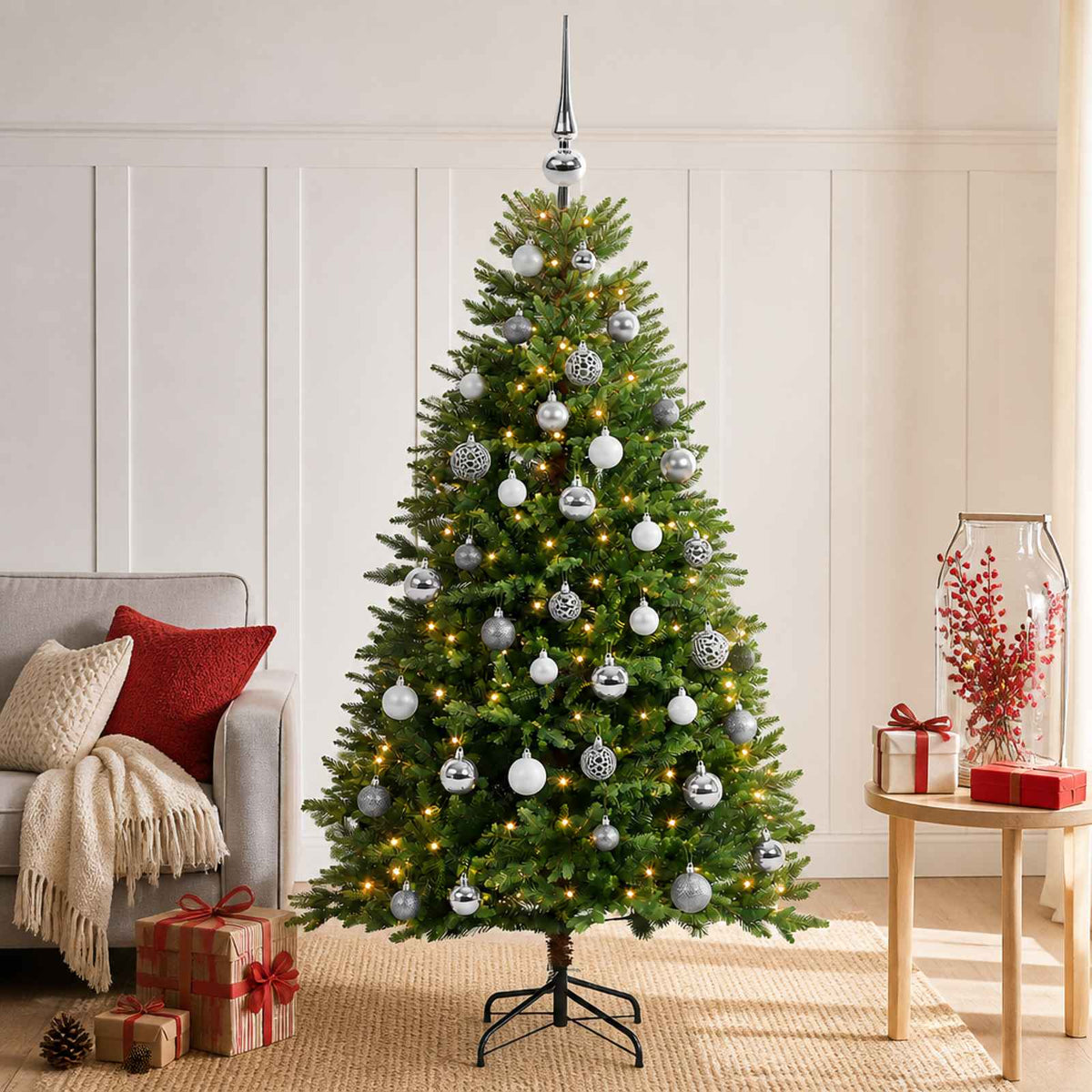 Dirbtinė Kalėdų eglutė su burbulais 150 cm 150 LED Šilta balta