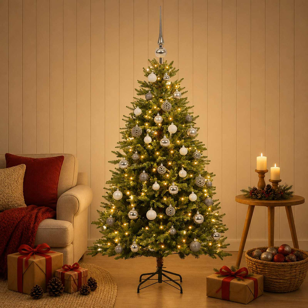 Dirbtinė Kalėdų eglutė su burbulais 150 cm 150 LED Šilta balta