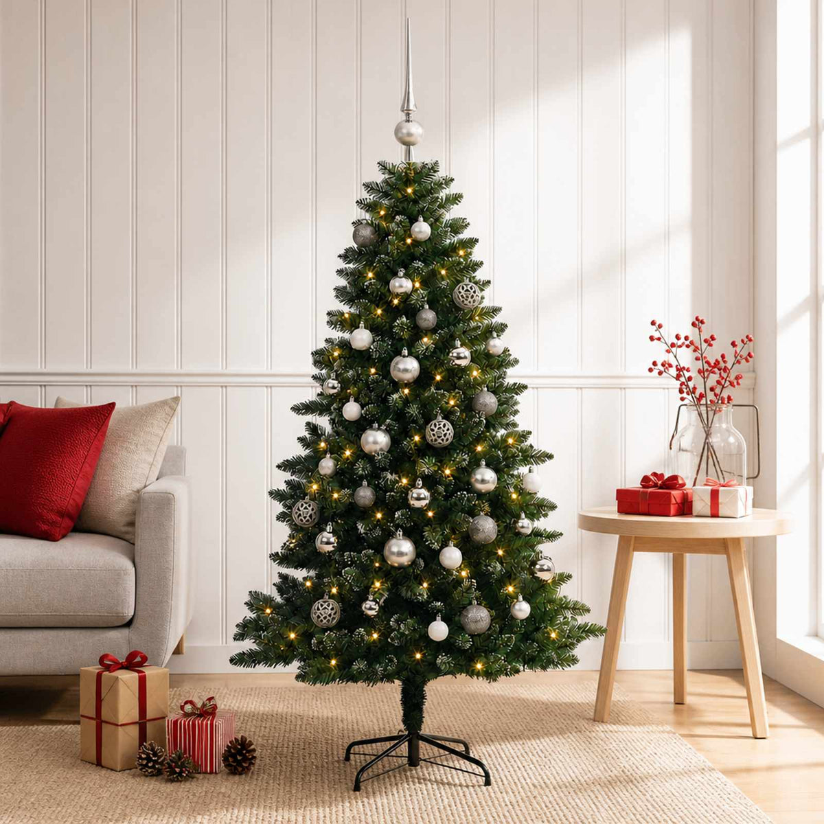 Dirbtinė Kalėdų eglutė su burbulais 120 cm 150 LED Šilta balta