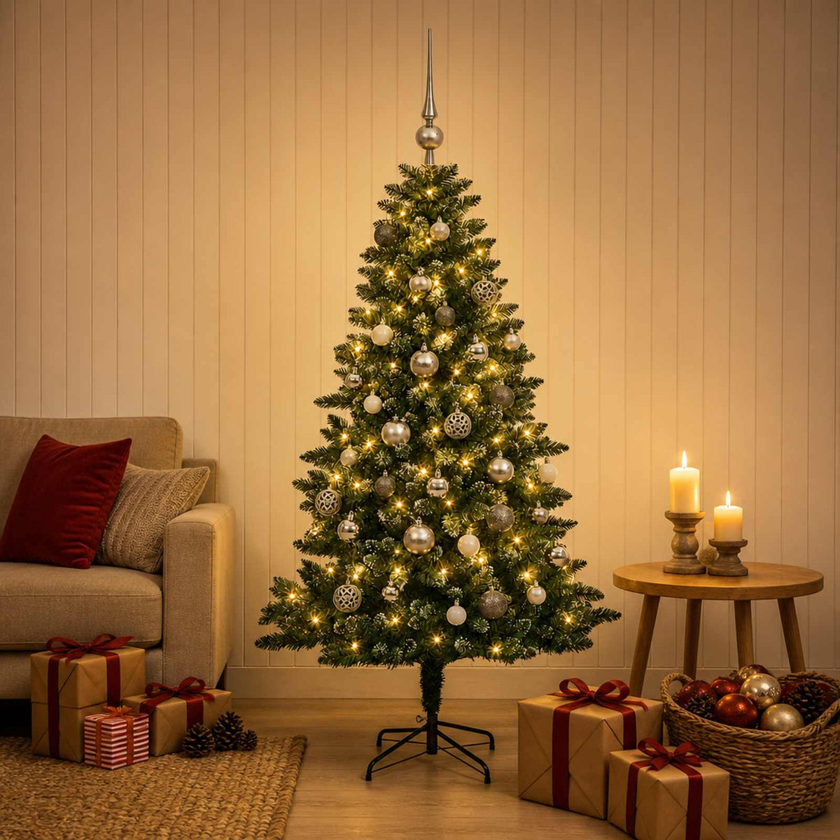 Dirbtinė Kalėdų eglutė su burbulais 120 cm 150 LED Šilta balta