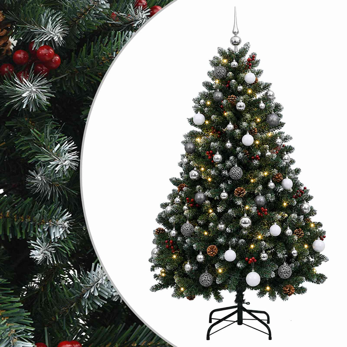 Dirbtinė žalia Kalėdų eglutė su žaisliukais 120 cm 150 LED