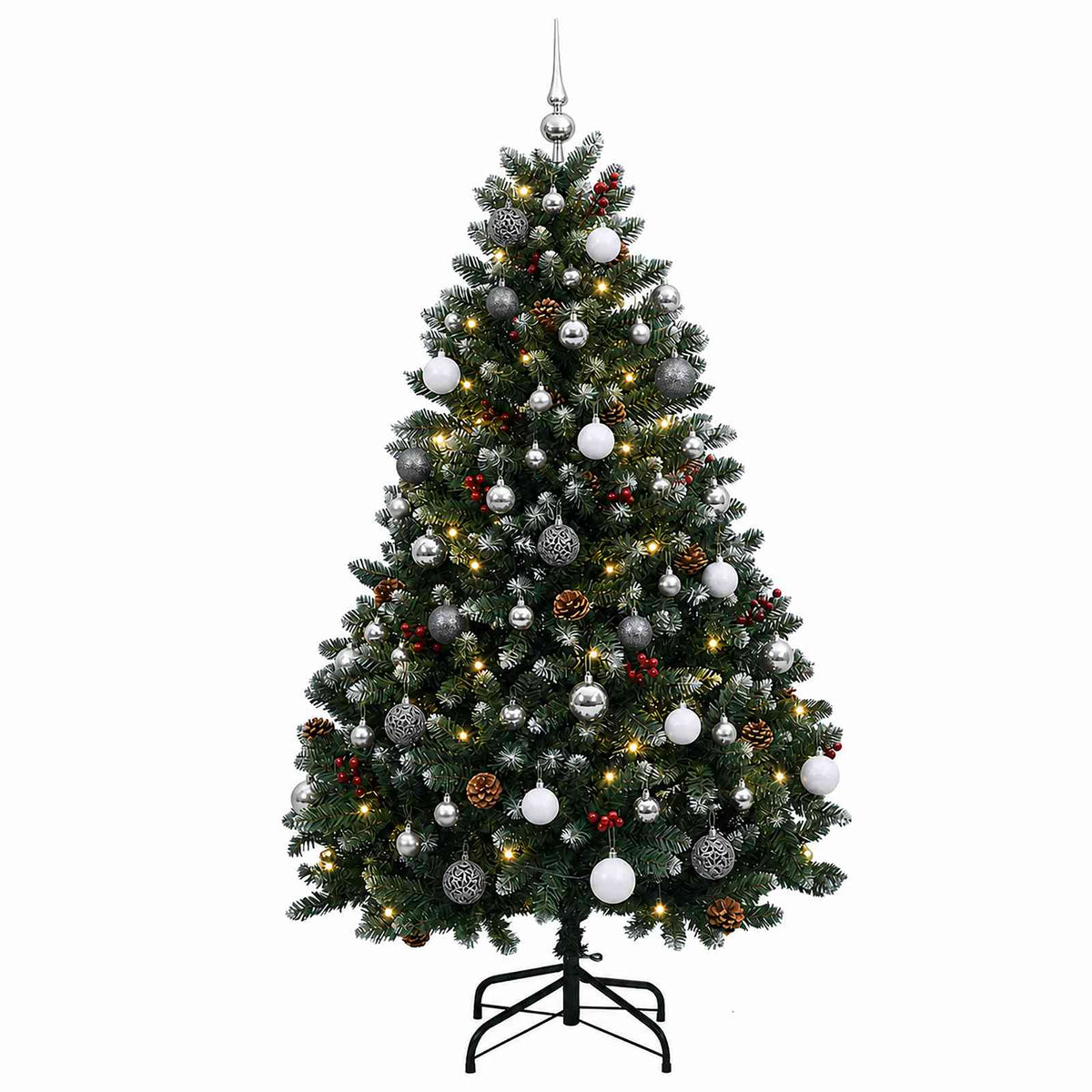 Dirbtinė žalia Kalėdų eglutė su žaisliukais 120 cm 150 LED