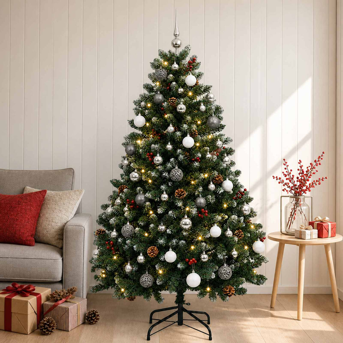 Dirbtinė Kalėdų eglutė su burbulais 180 cm 300 LED Šilta balta