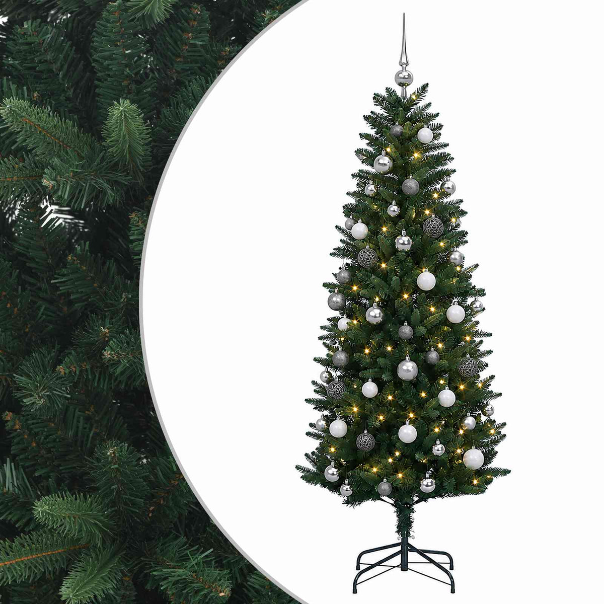 Dirbtinė hinged Kalėdų eglutė su burbulais 150 cm 150 LED