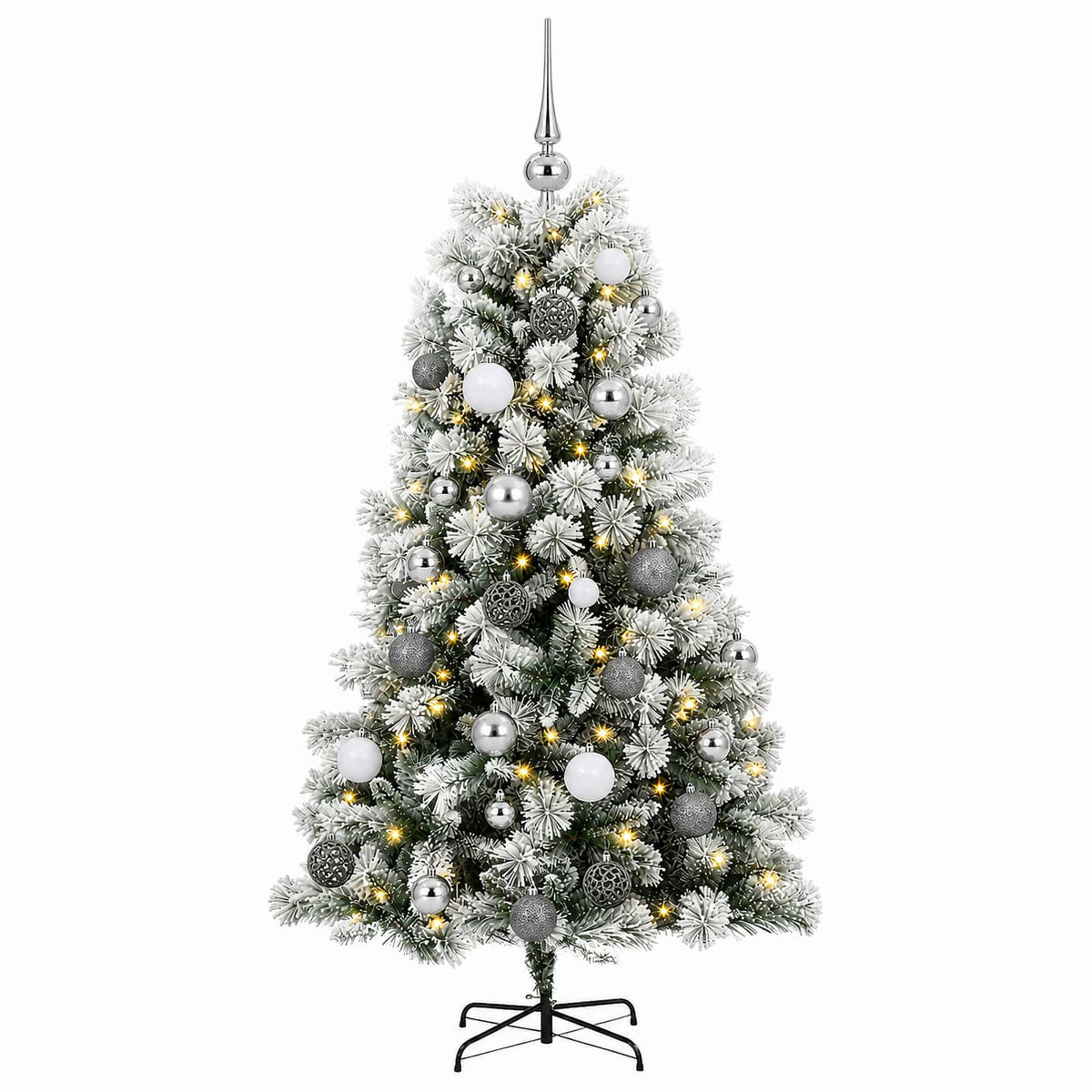 Dirbtinė eglutė su lankstomomis šakomis ir bumbulais 120 cm